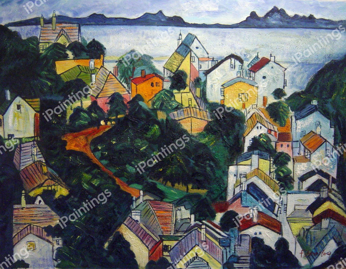 Summer Landscape, Krumau. The painting by Egon Schiele