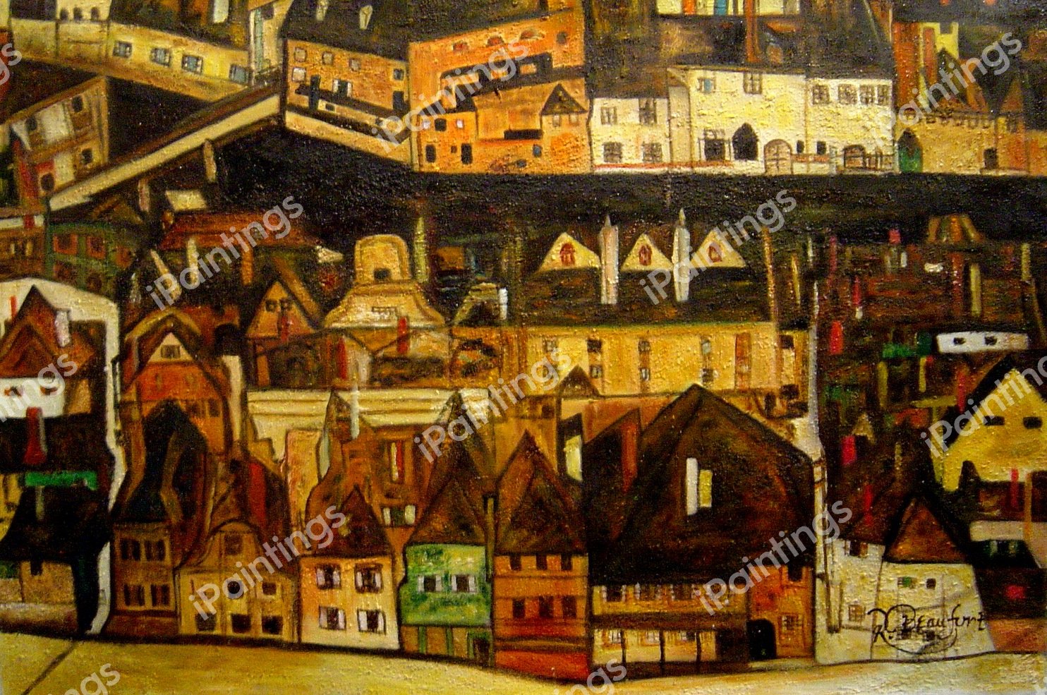 The Small City III. The painting by Egon Schiele