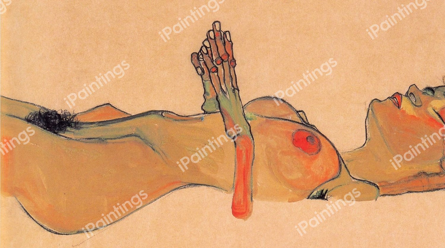Totes Madchen (Dead Girl). The painting by Egon Schiele