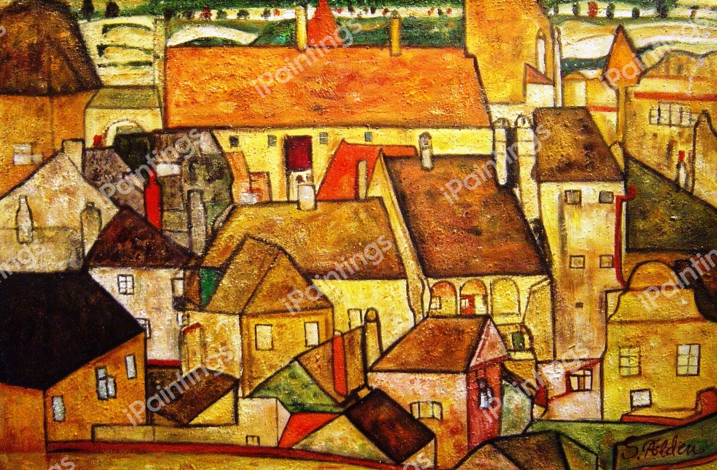 Yellow City. The painting by Egon Schiele