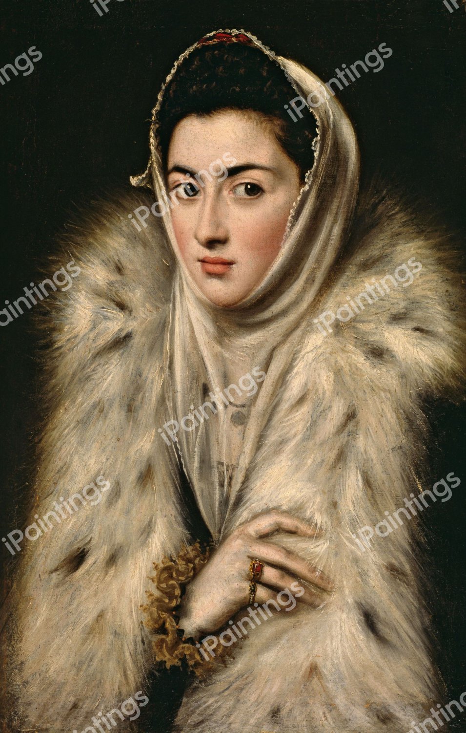 A Lady in a Fur Wrap. The painting by El Greco