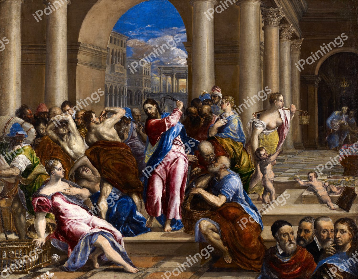 Christ Driving the Money Changers from the Temple. The painting by El Greco