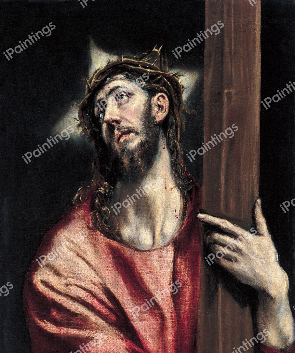 Christ Embraced the Cross. The painting by El Greco