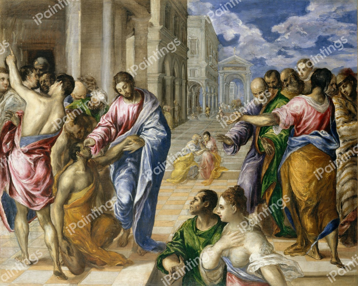 Jesus Christ Healing the Blind. The painting by El Greco