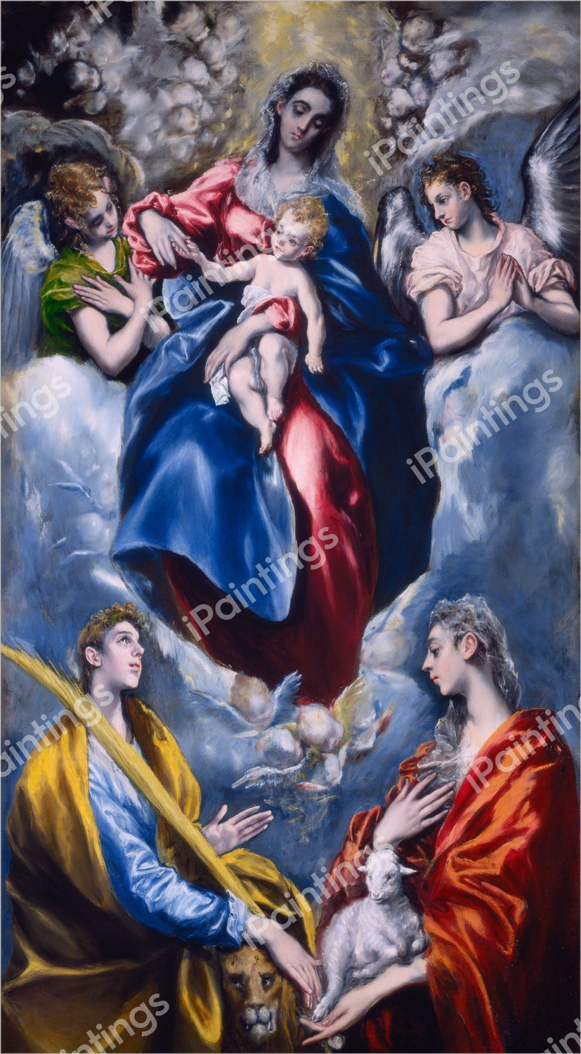 Madonna and Child with Saint Martina and Saint Agnes. The painting by El Greco