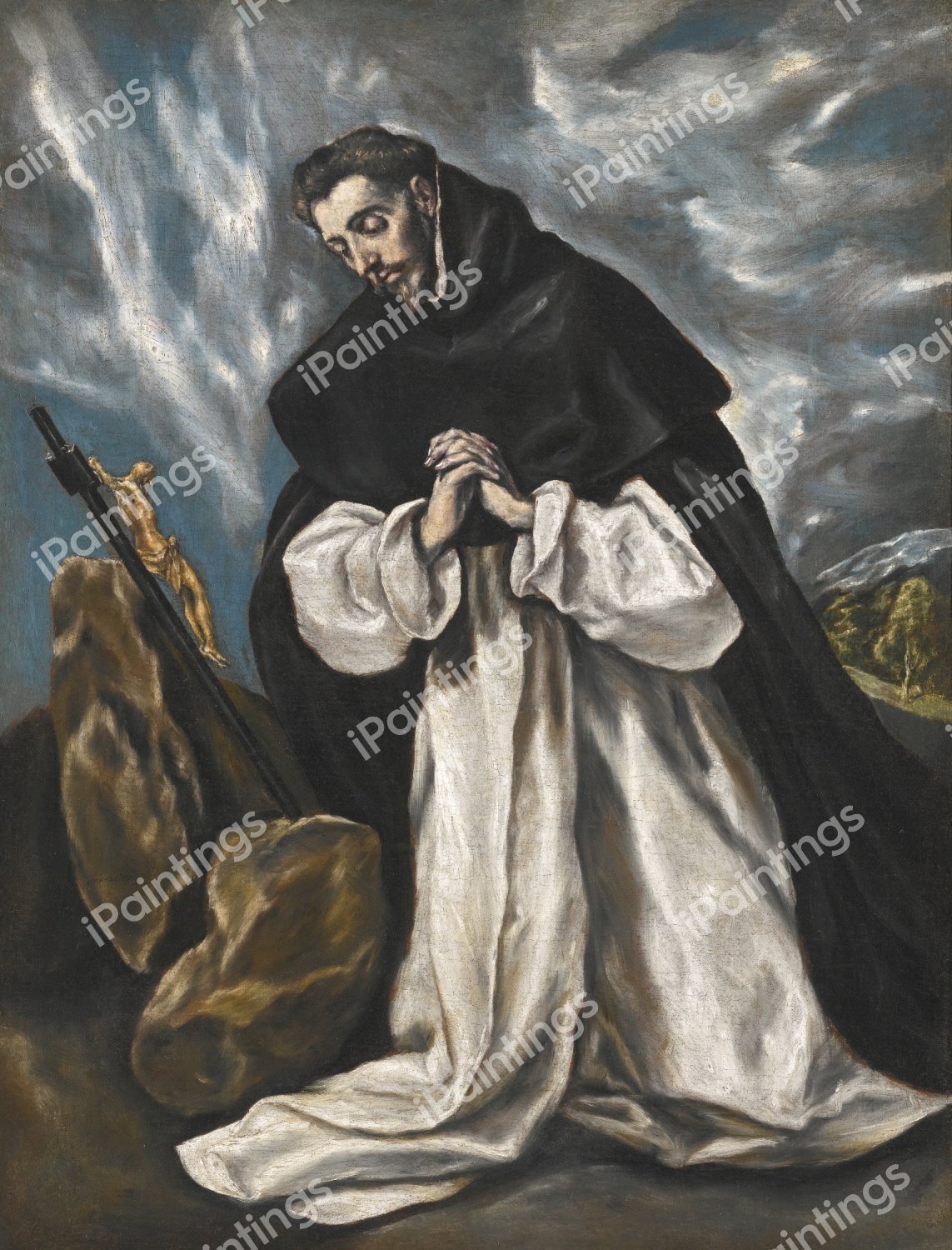 Saint Dominic in Prayer. The painting by El Greco