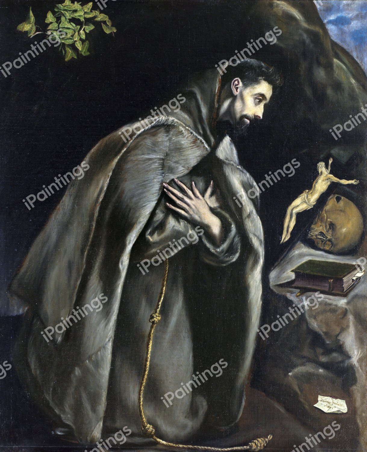 Saint Francis in Prayer. The painting by El Greco