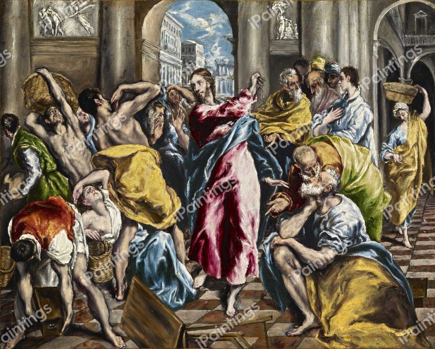 The Purification of the Temple. The painting by El Greco