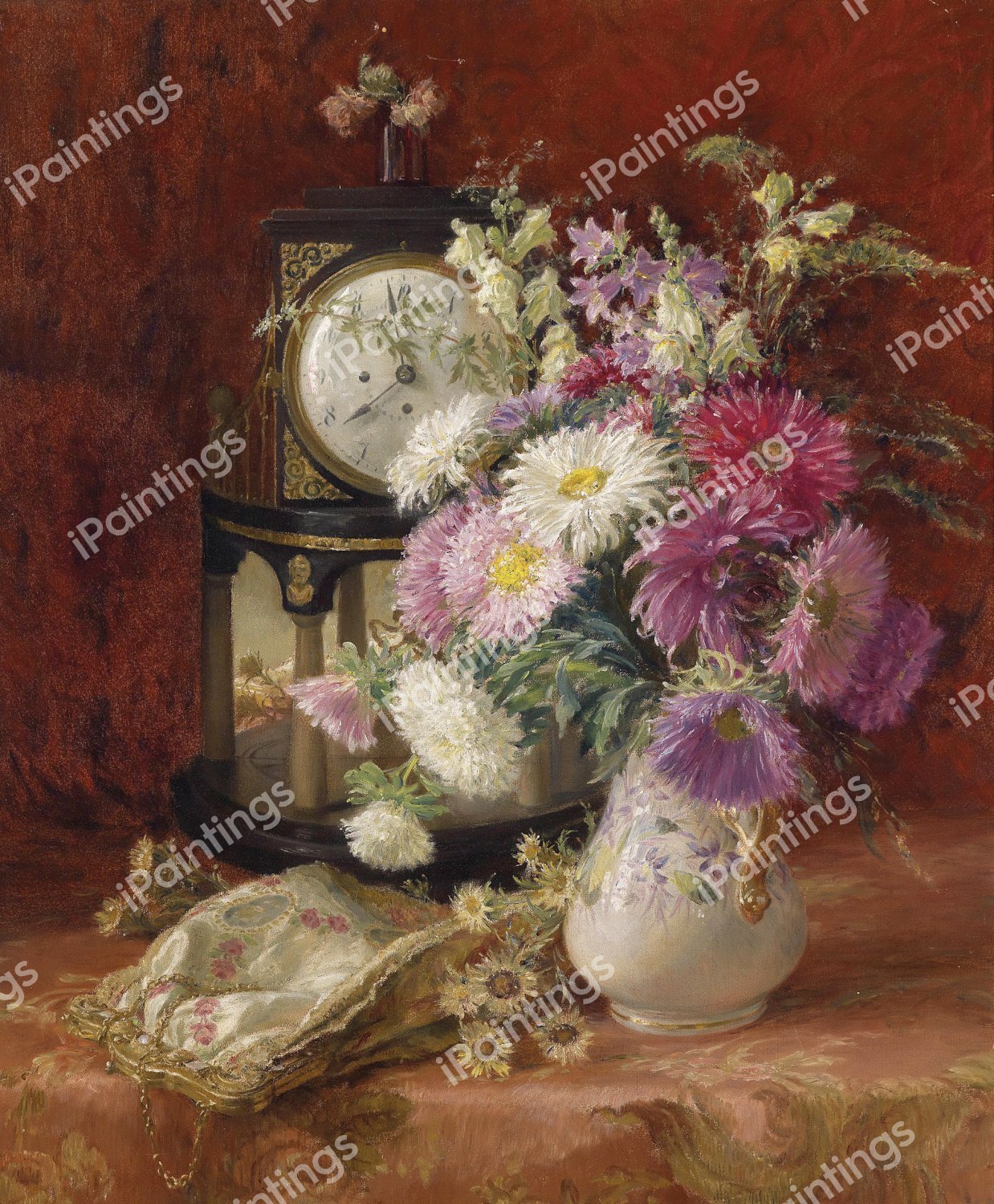 Still Life with Antique Clock, 1917. The painting by Emil Czech