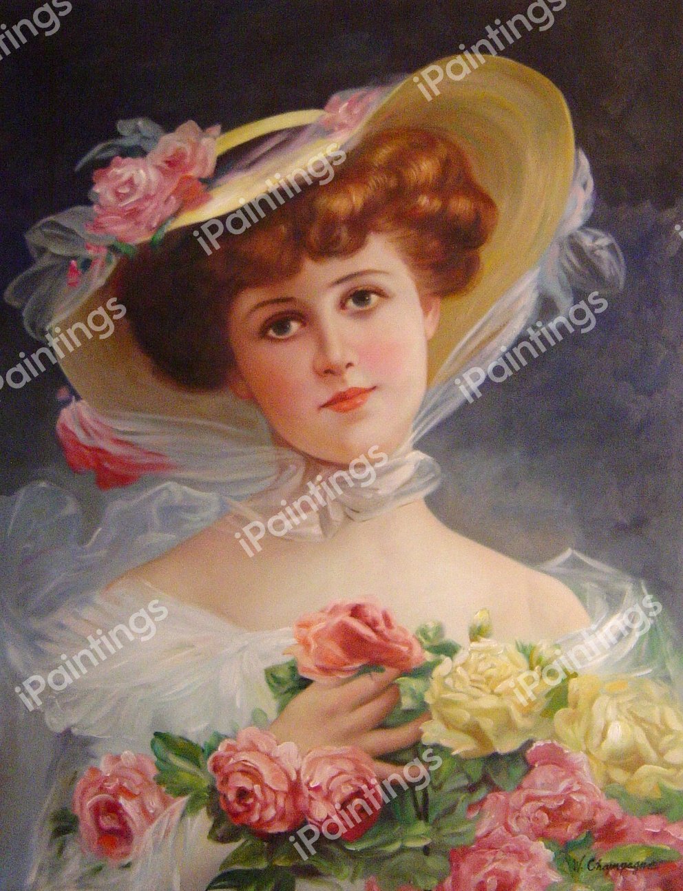 La Belle Aux Fleurs. The painting by Emile Vernon