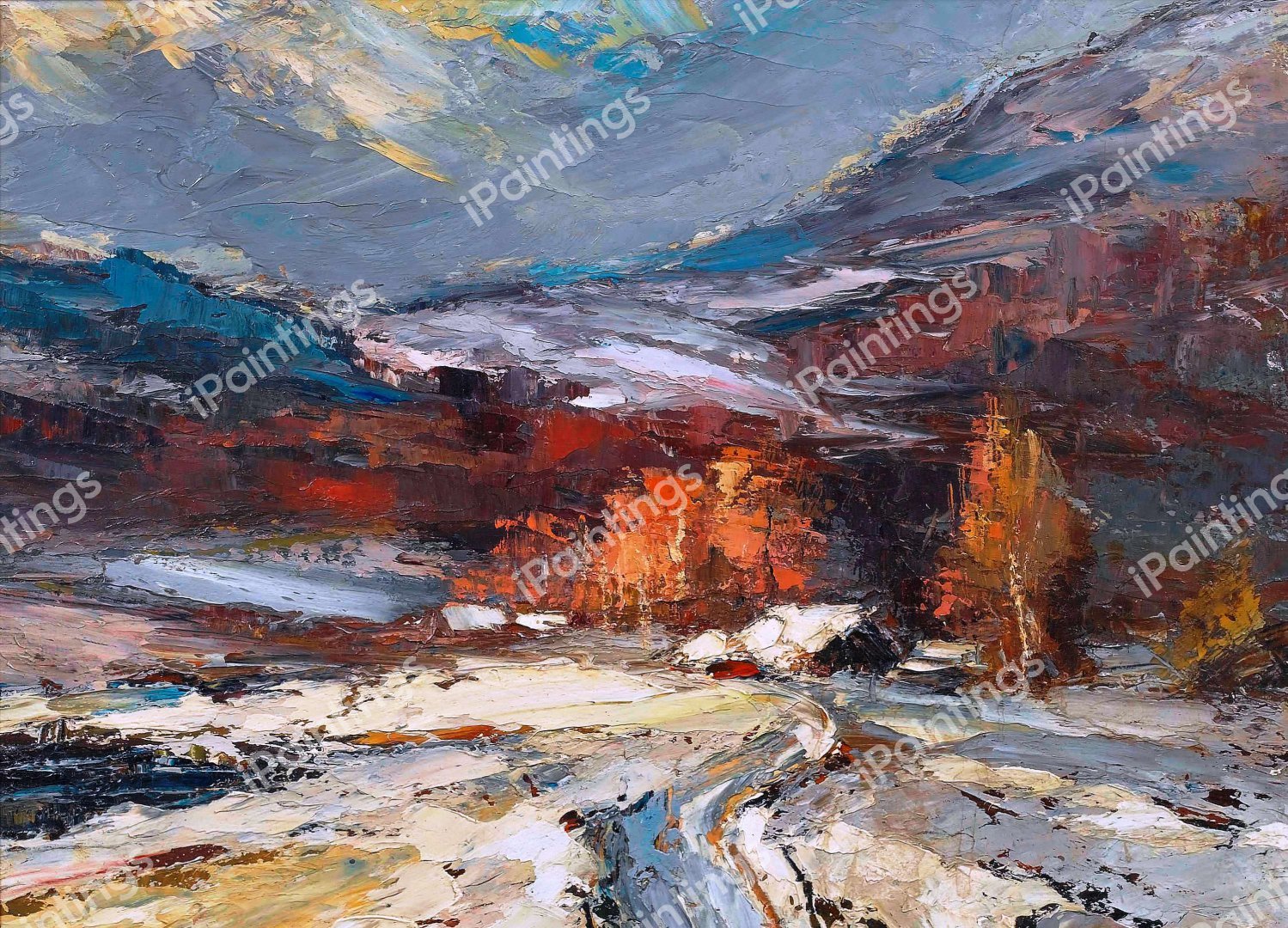 A Abstract Winter Landscape. The painting by Ernest Lawson