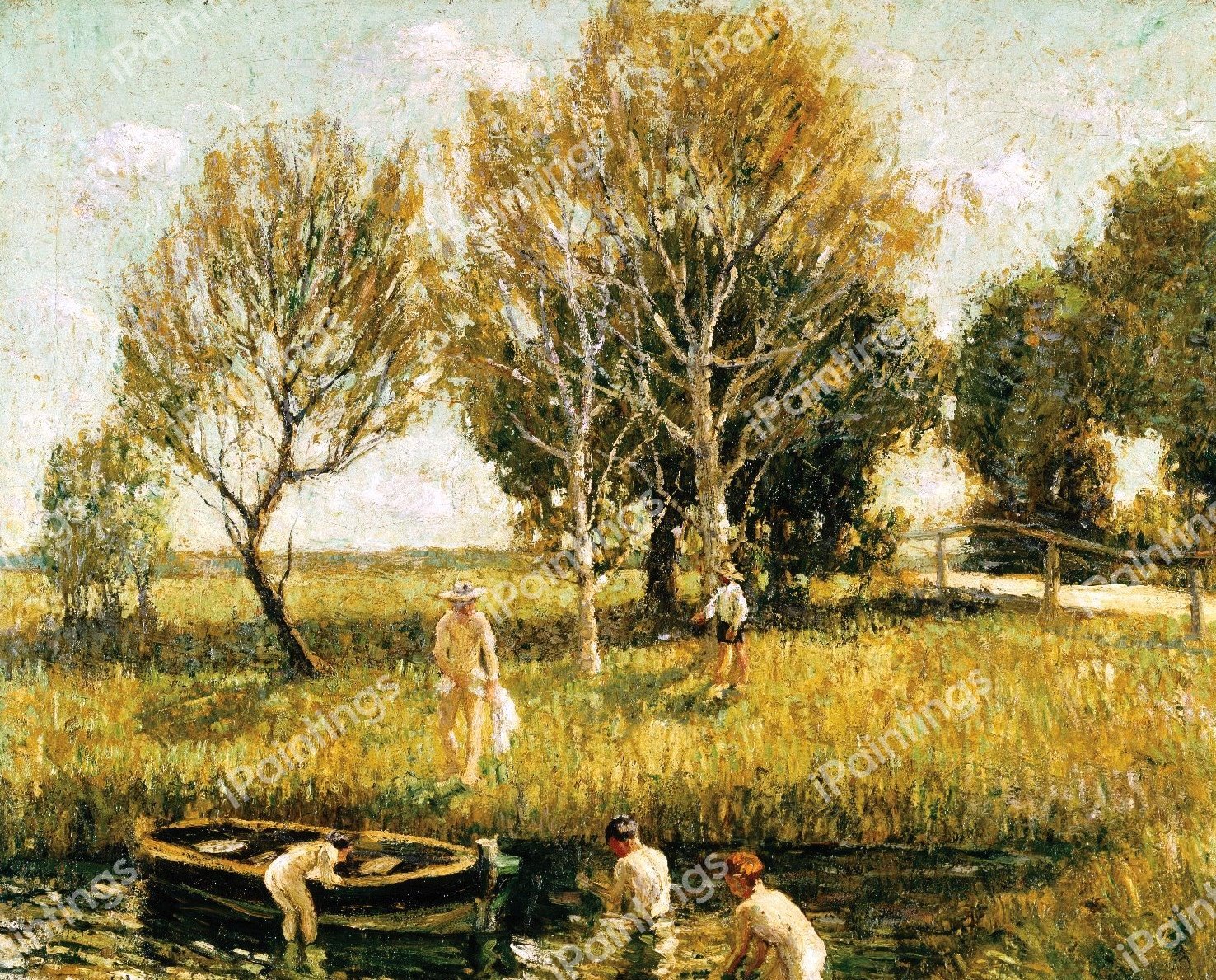 Boys Bathing. The painting by Ernest Lawson