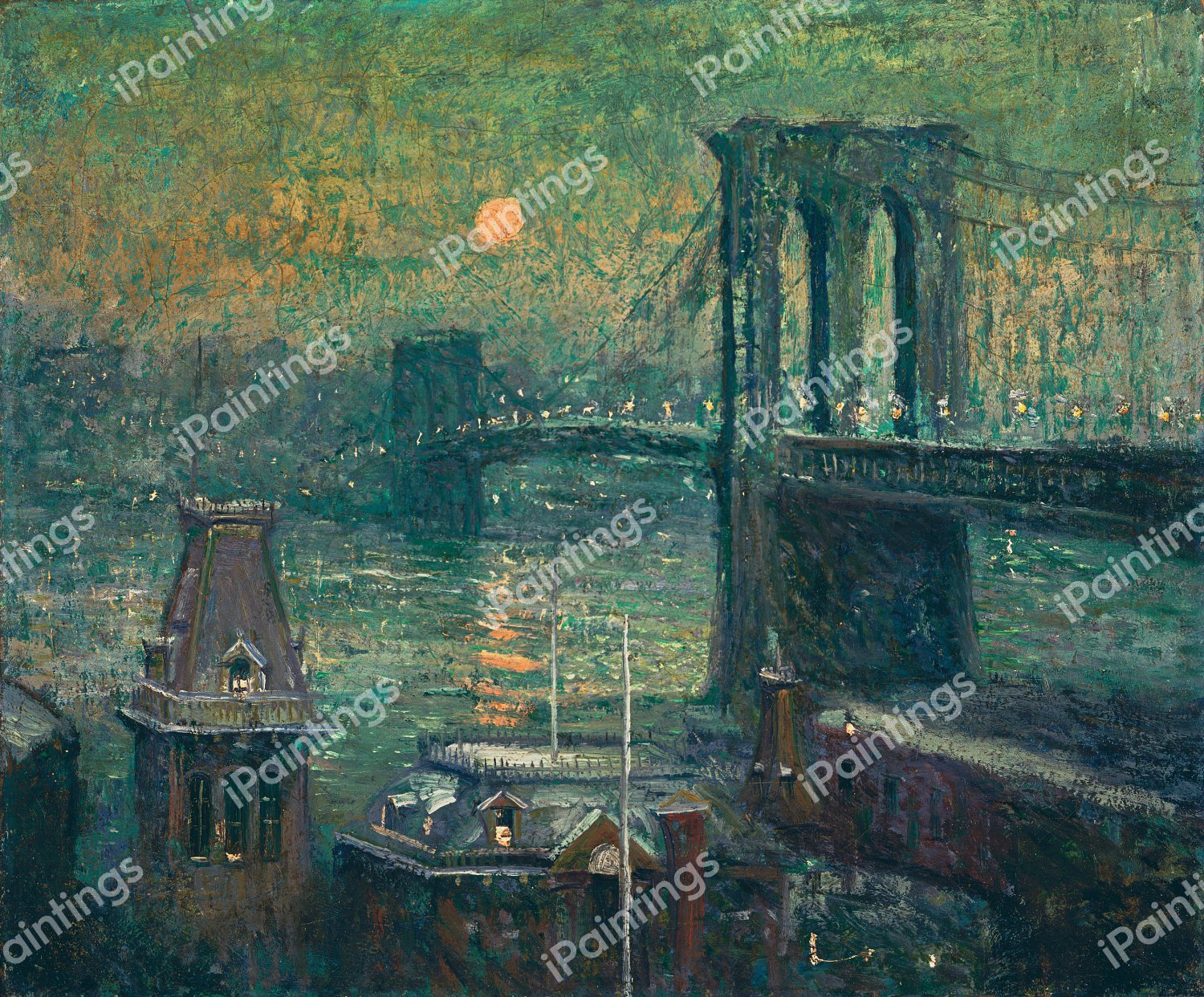 Brooklyn Bridge. The painting by Ernest Lawson