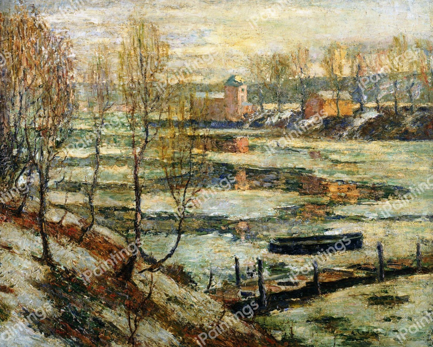 Ice in the River. The painting by Ernest Lawson
