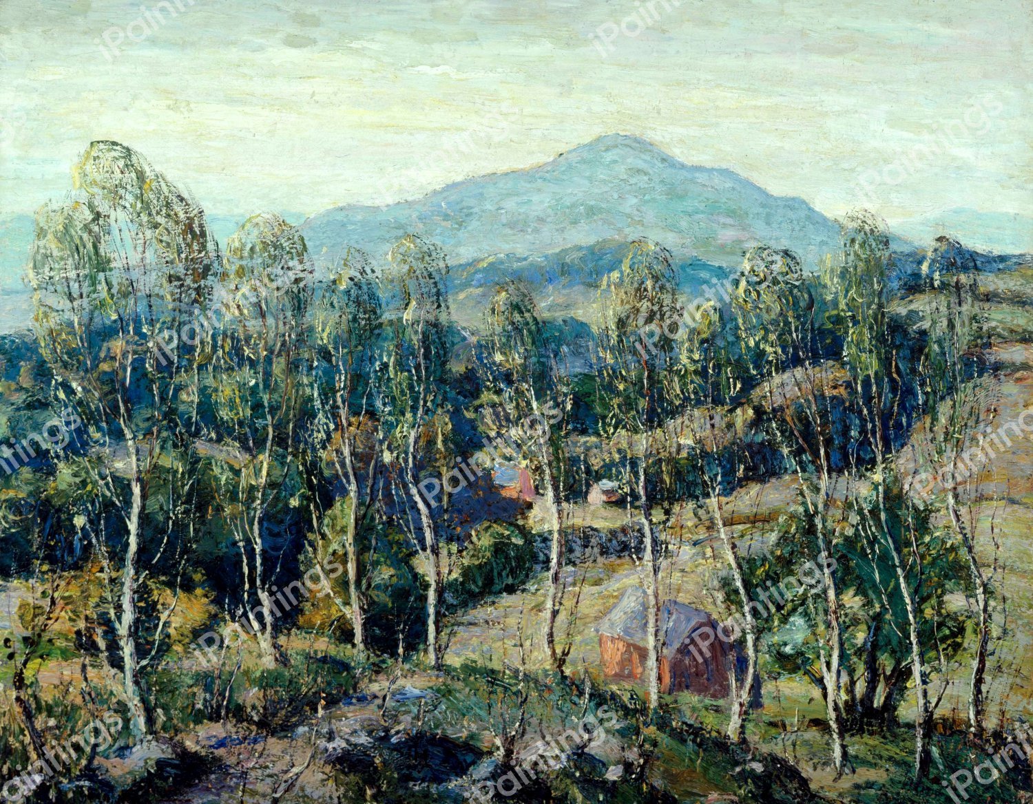 New England Birches. The painting by Ernest Lawson