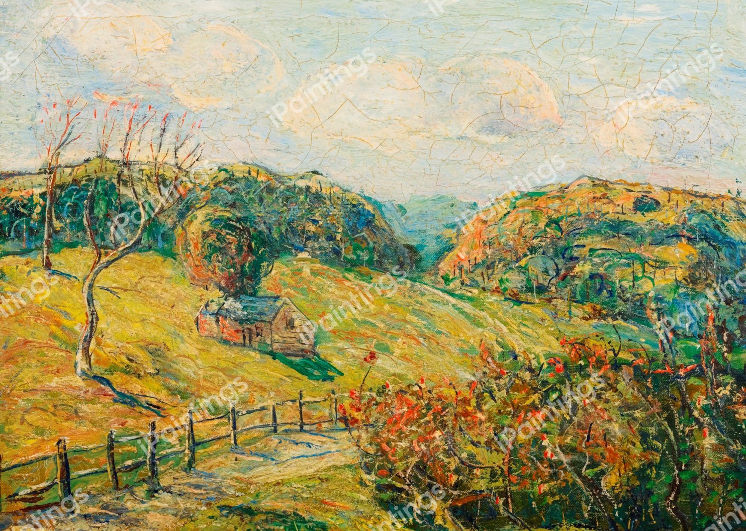 New England Landscape. The painting by Ernest Lawson