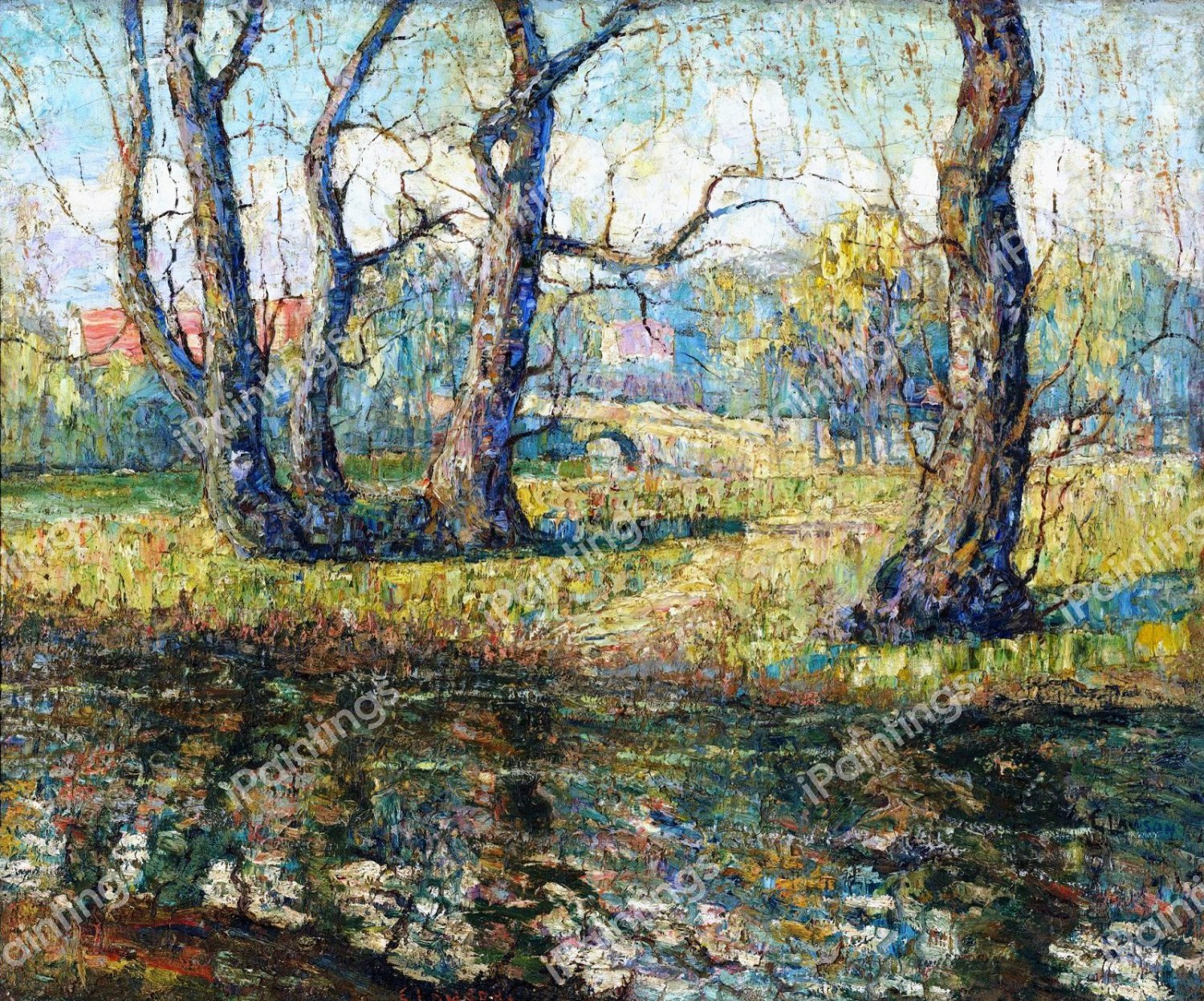 Old Willows. The painting by Ernest Lawson