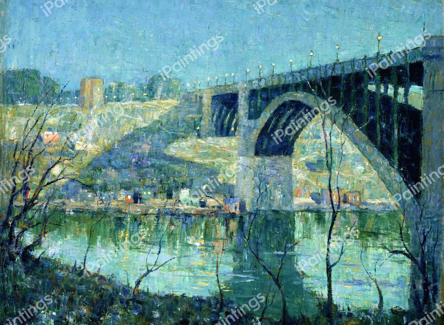 Spring Night, Harlem River. The painting by Ernest Lawson