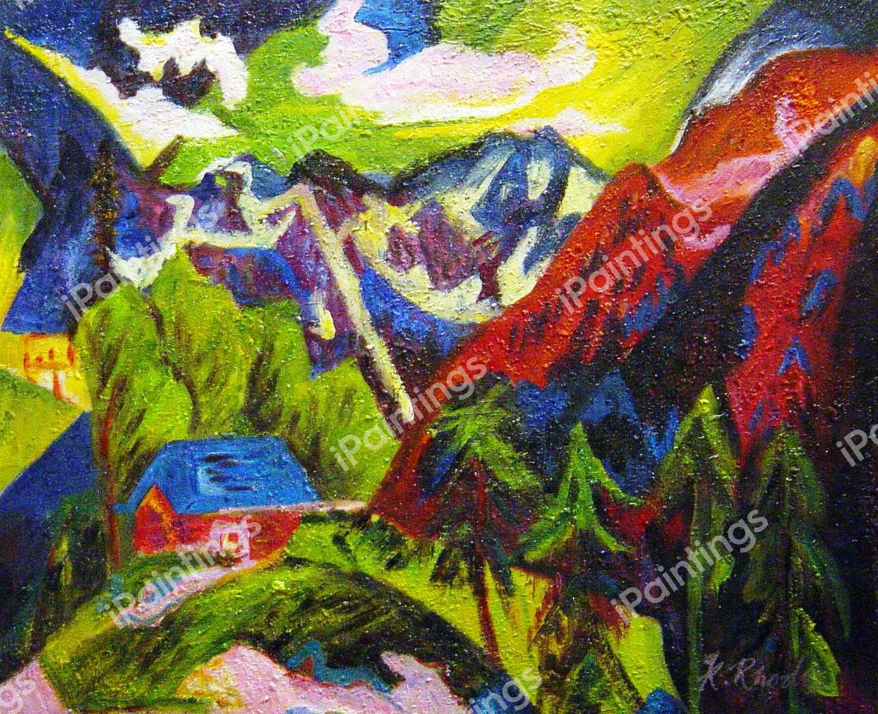 The Mountains Of Klosters. The painting by Ernst Ludwig Kirchner