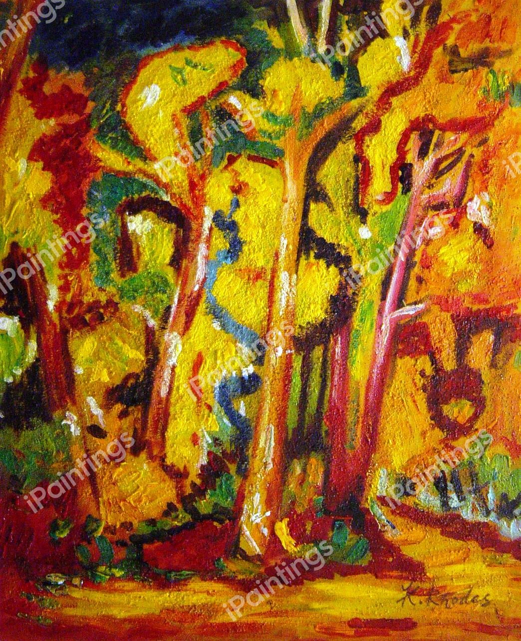 Trees In Autumn. The painting by Ernst Ludwig Kirchner