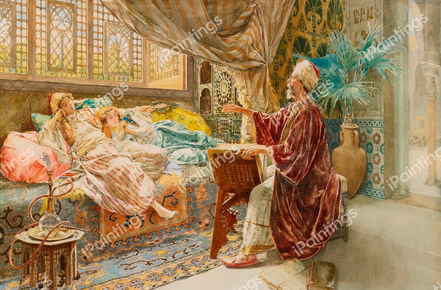 Afternoon Lessons. The painting by Ettore  Simonetti