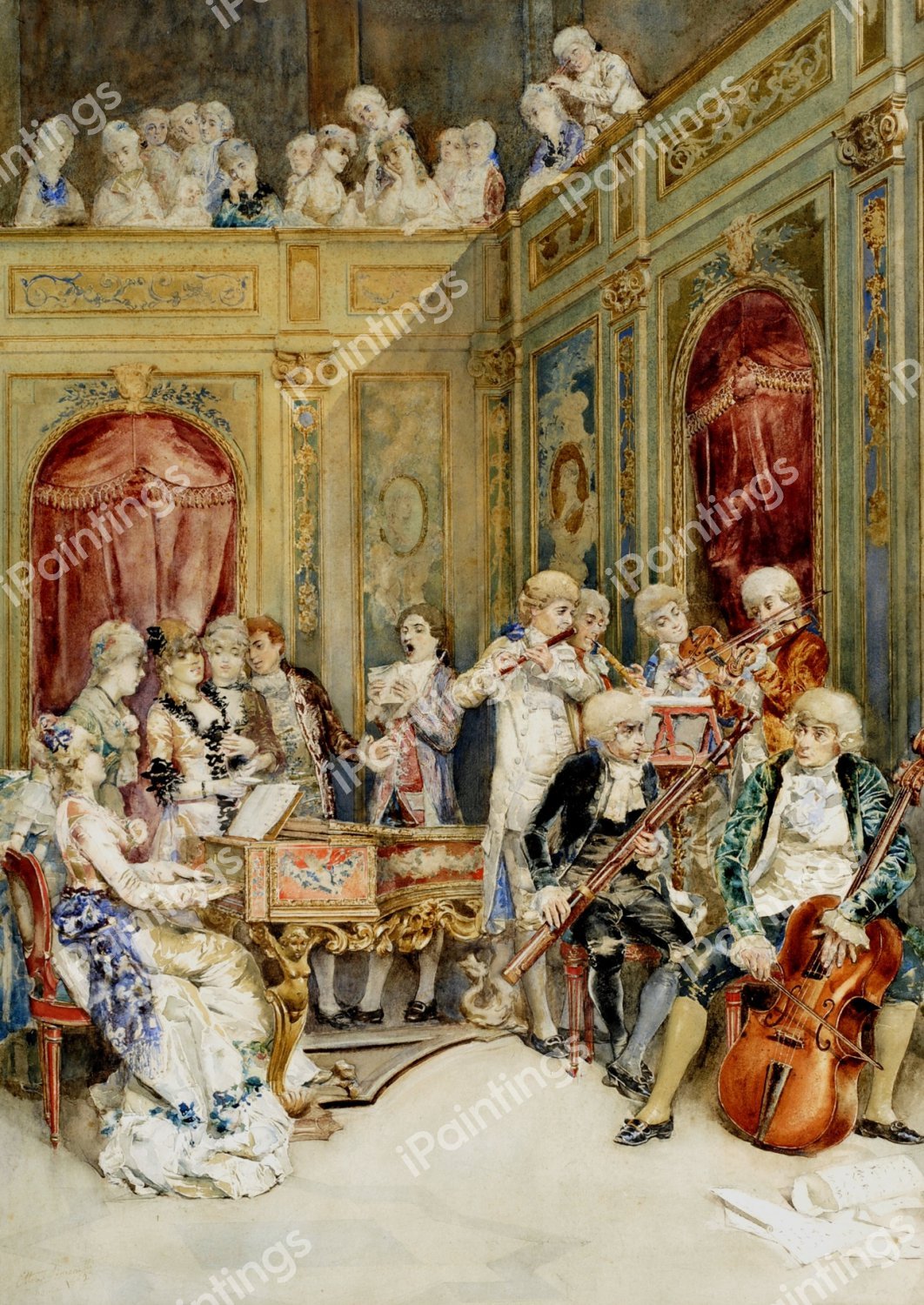 A Musical Soiree. The painting by Ettore  Simonetti