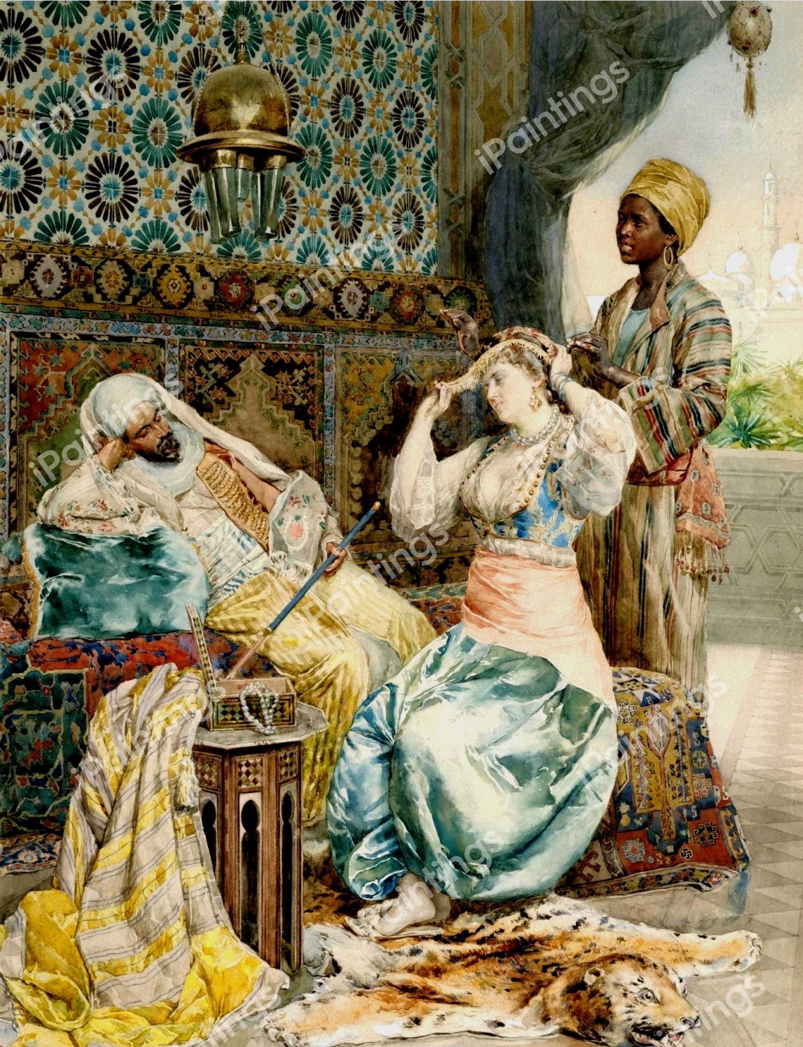 The Favoured Beauty. The painting by Ettore  Simonetti