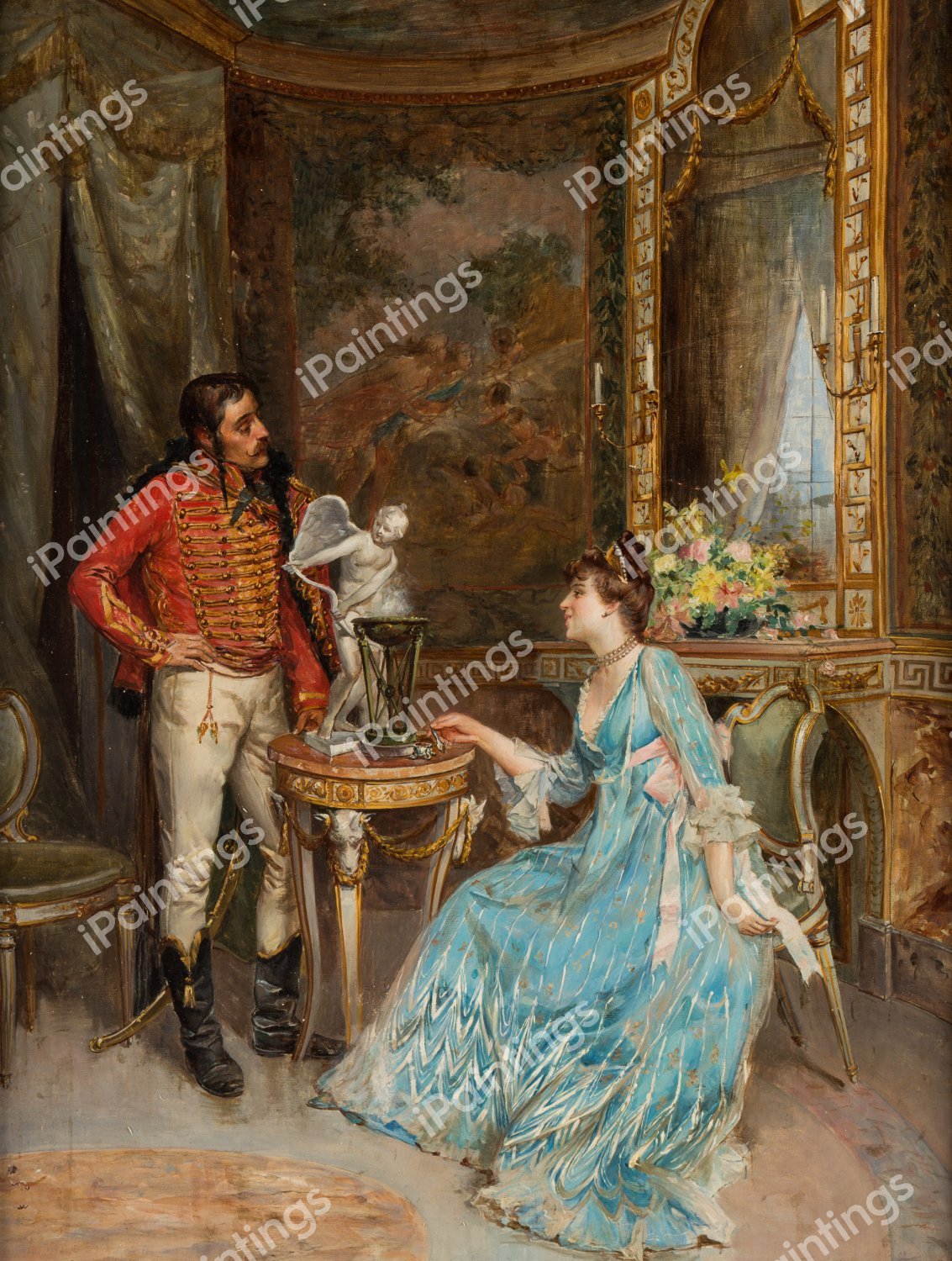 The Lovers. The painting by Ettore  Simonetti