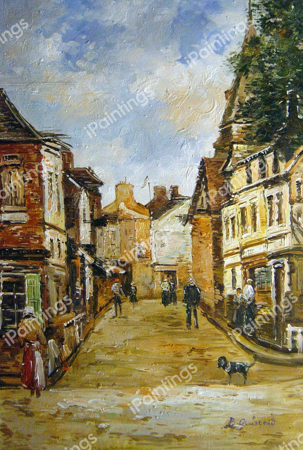 Fervaques, A Village Street. The painting by Eugene Boudin