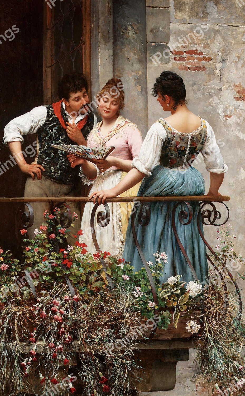 A Favourite Fan, 1889. The painting by Eugene De Blaas