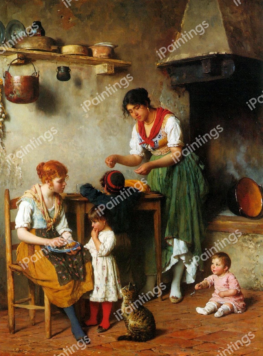 A Helping Hand, 1884. The painting by Eugene De Blaas