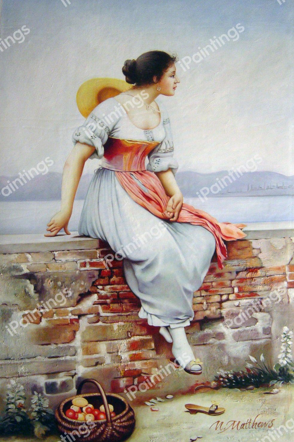 A Pensive Moment. The painting by Eugene De Blaas