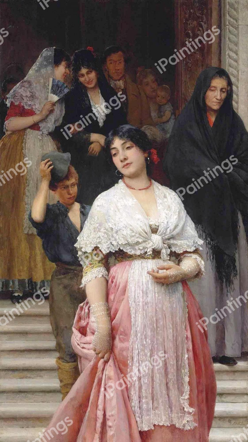 Leaving the Church, 1883. The painting by Eugene De Blaas