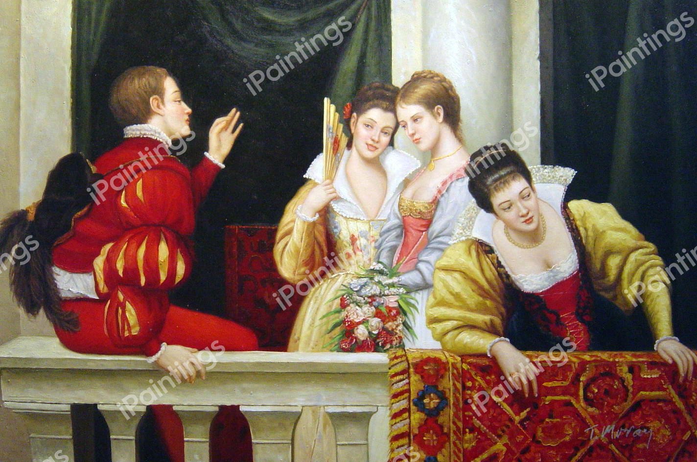 On The Balcony. The painting by Eugene De Blaas