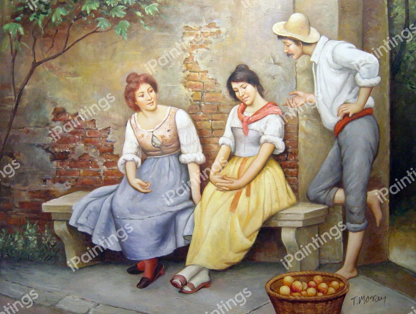 The Flirtation. The painting by Eugene De Blaas