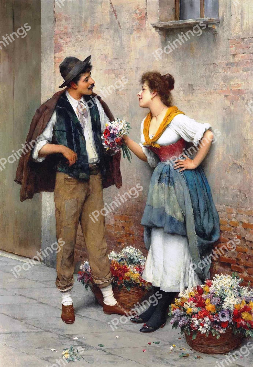The Flower Seller, 1902. The painting by Eugene De Blaas