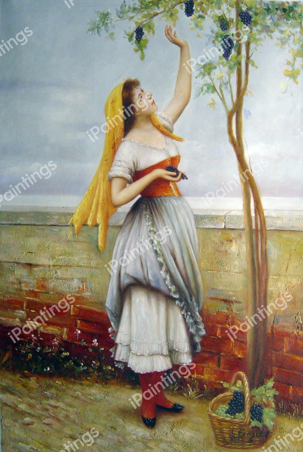 The Grape Picker. The painting by Eugene De Blaas