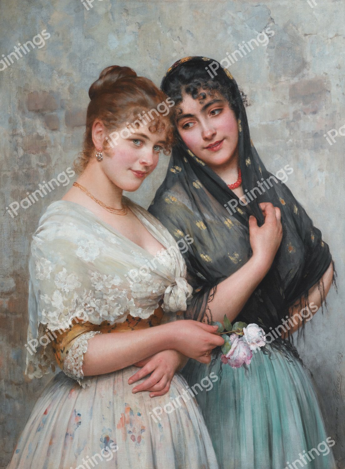 Two Venetian Women, 1893. The painting by Eugene De Blaas