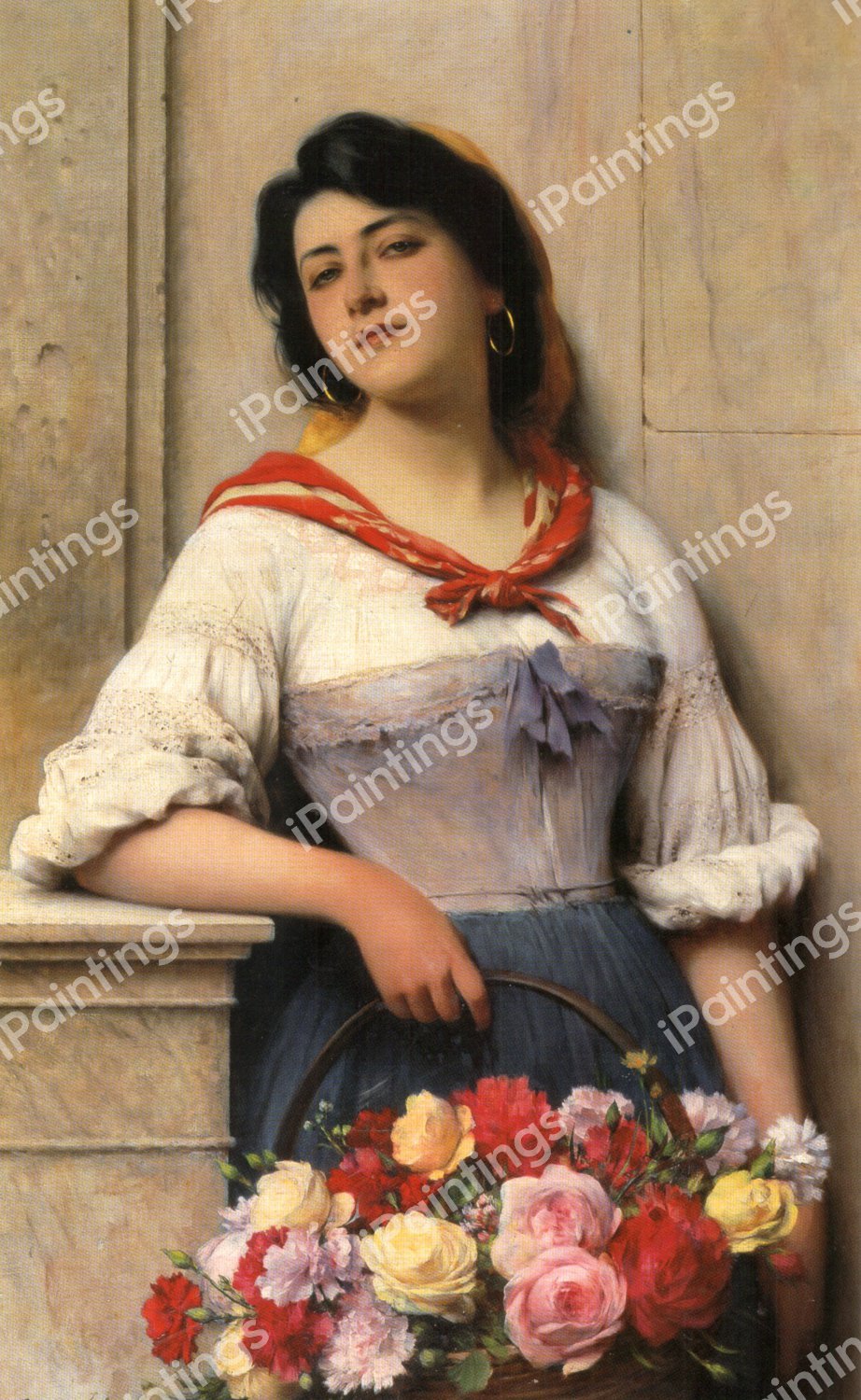 Venetian Flower Seller, 1911. The painting by Eugene De Blaas