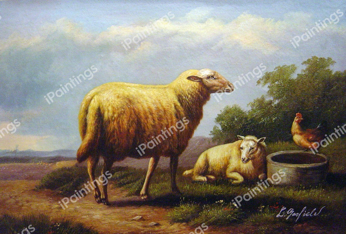 Sheep In A Meadow. The painting by Eugene Joseph Verboeckhoven
