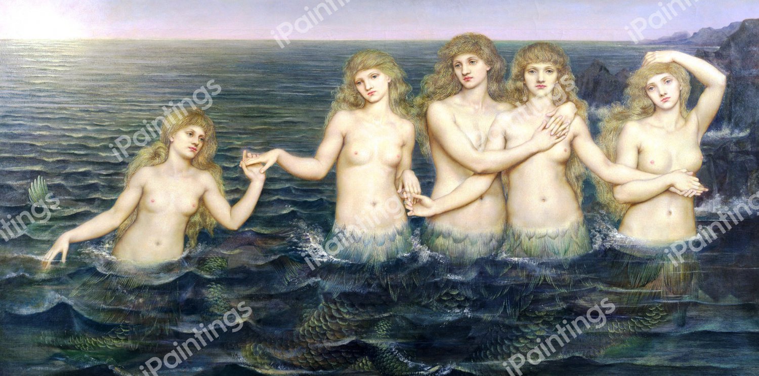 Sea Maidens. The painting by Evelyn De Morgan