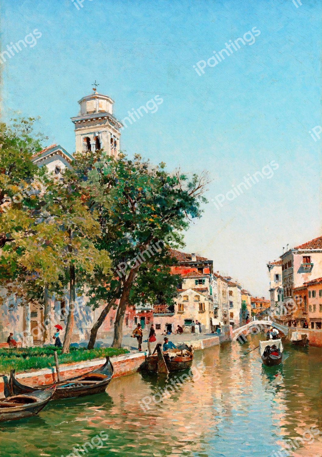 Along the Canal. The painting by Federico del Campo