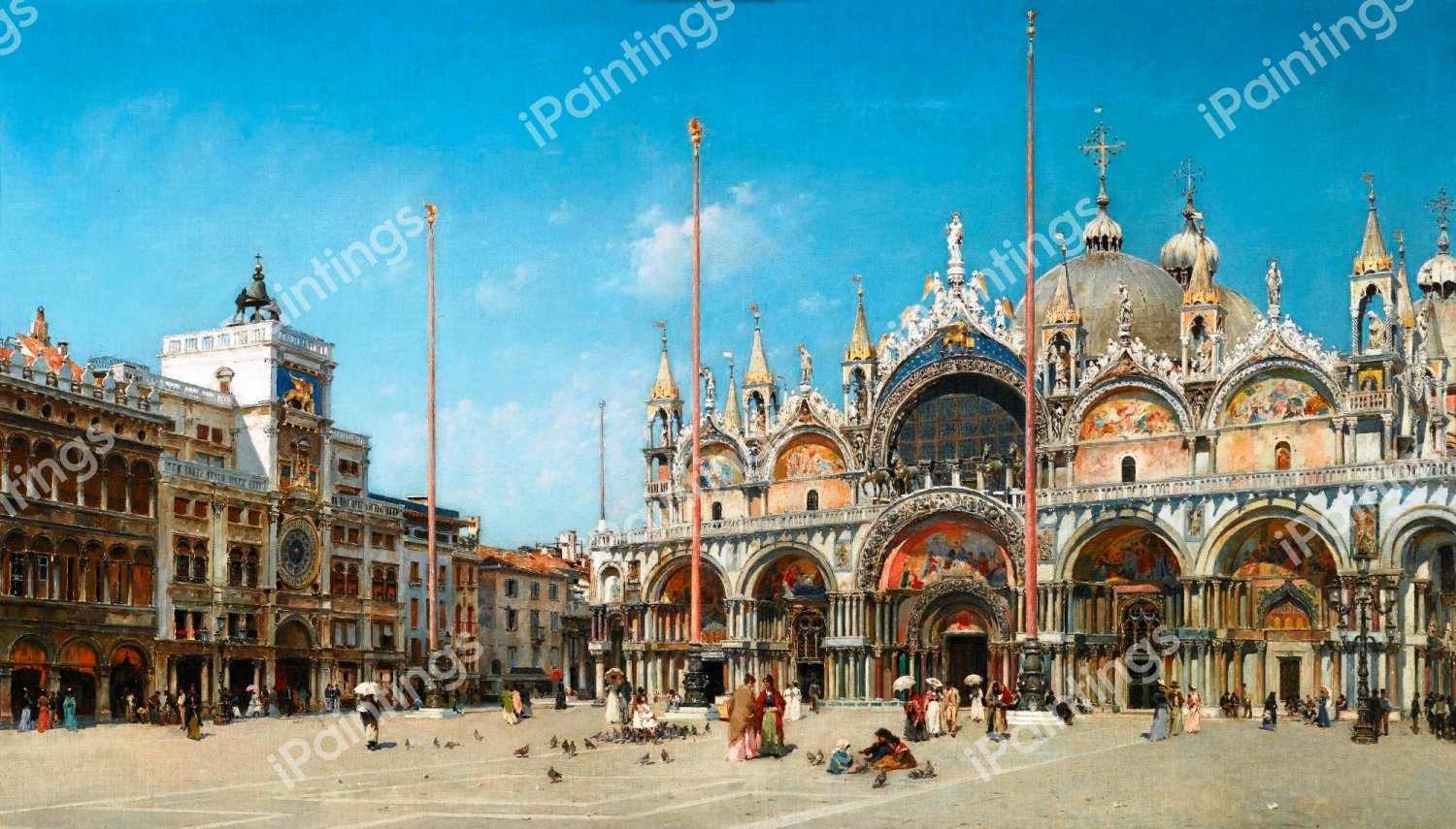 At Saint Mark's Square, Venice. The painting by Federico del Campo