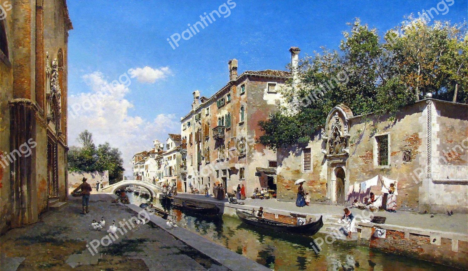 Canale san Giuseppe, Venice. The painting by Federico del Campo