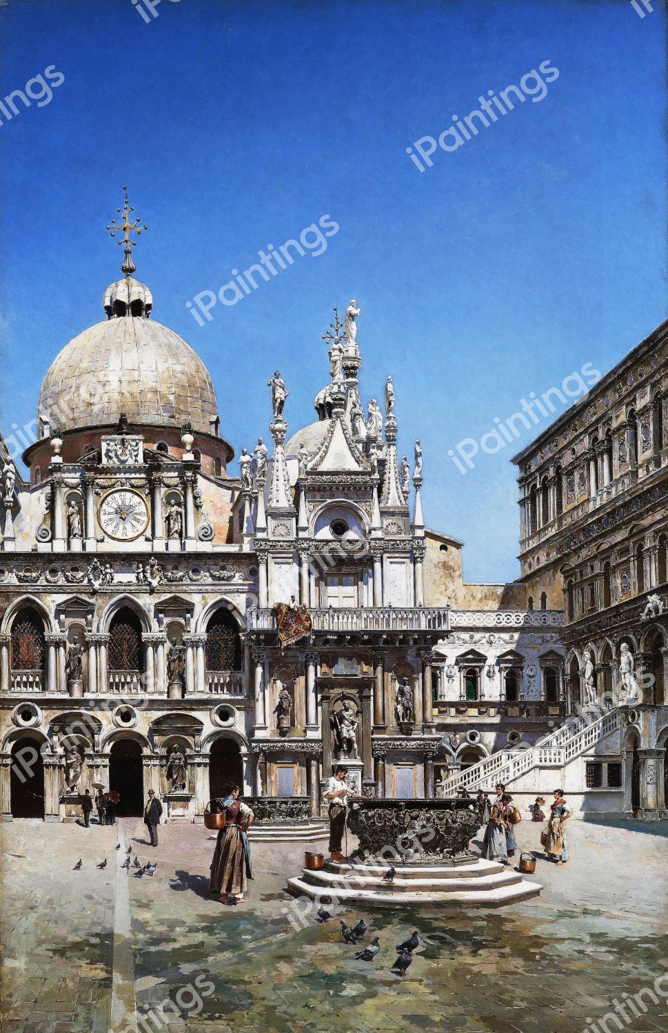 Courtyard of the Doge's Palace, Venice. The painting by Federico del Campo