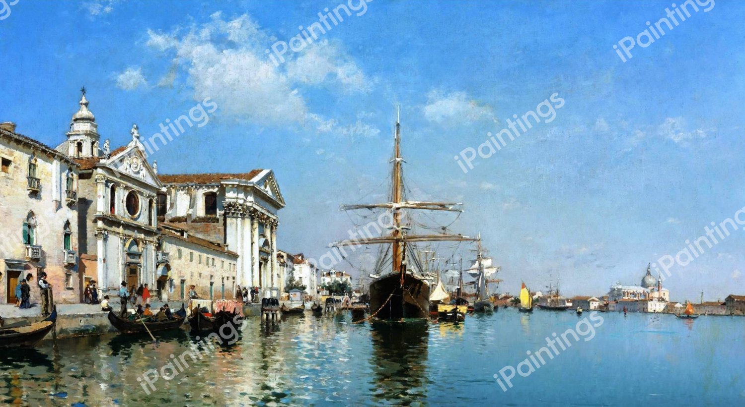 La Chiesa Gesuati From The Canale Della Giudecca, Venice. The painting by Federico del Campo