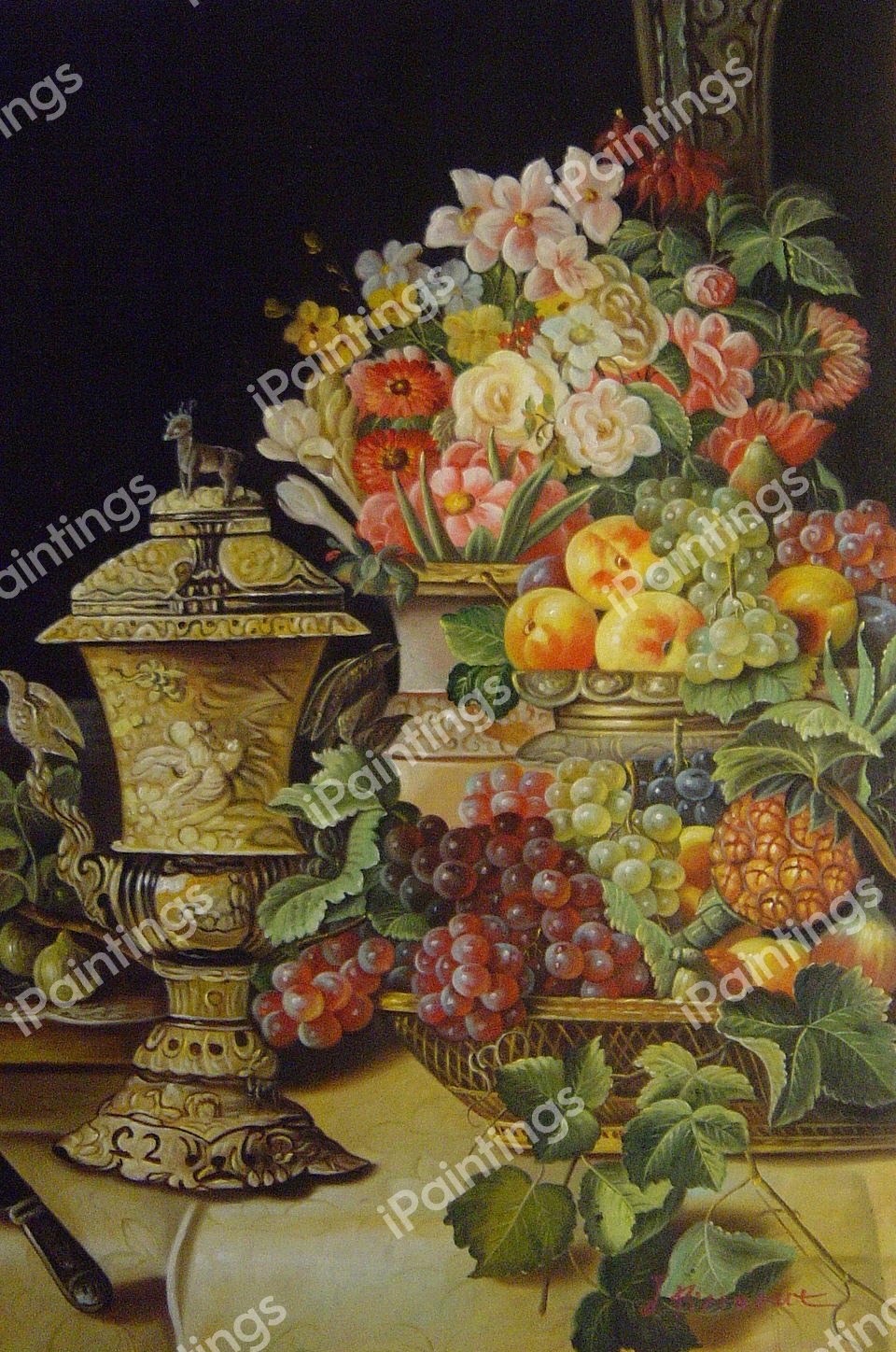 Still Life With Fruit And Flowers. The painting by Ferdinand Georg Waldmuller