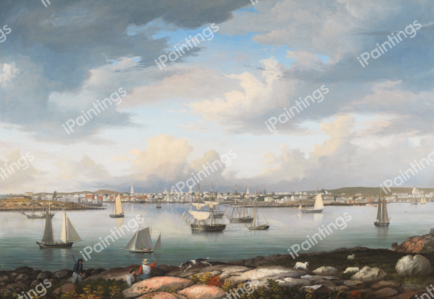 A View of Gloucester Harbor from Rocky Neck. The painting by Fitz Hugh Lane
