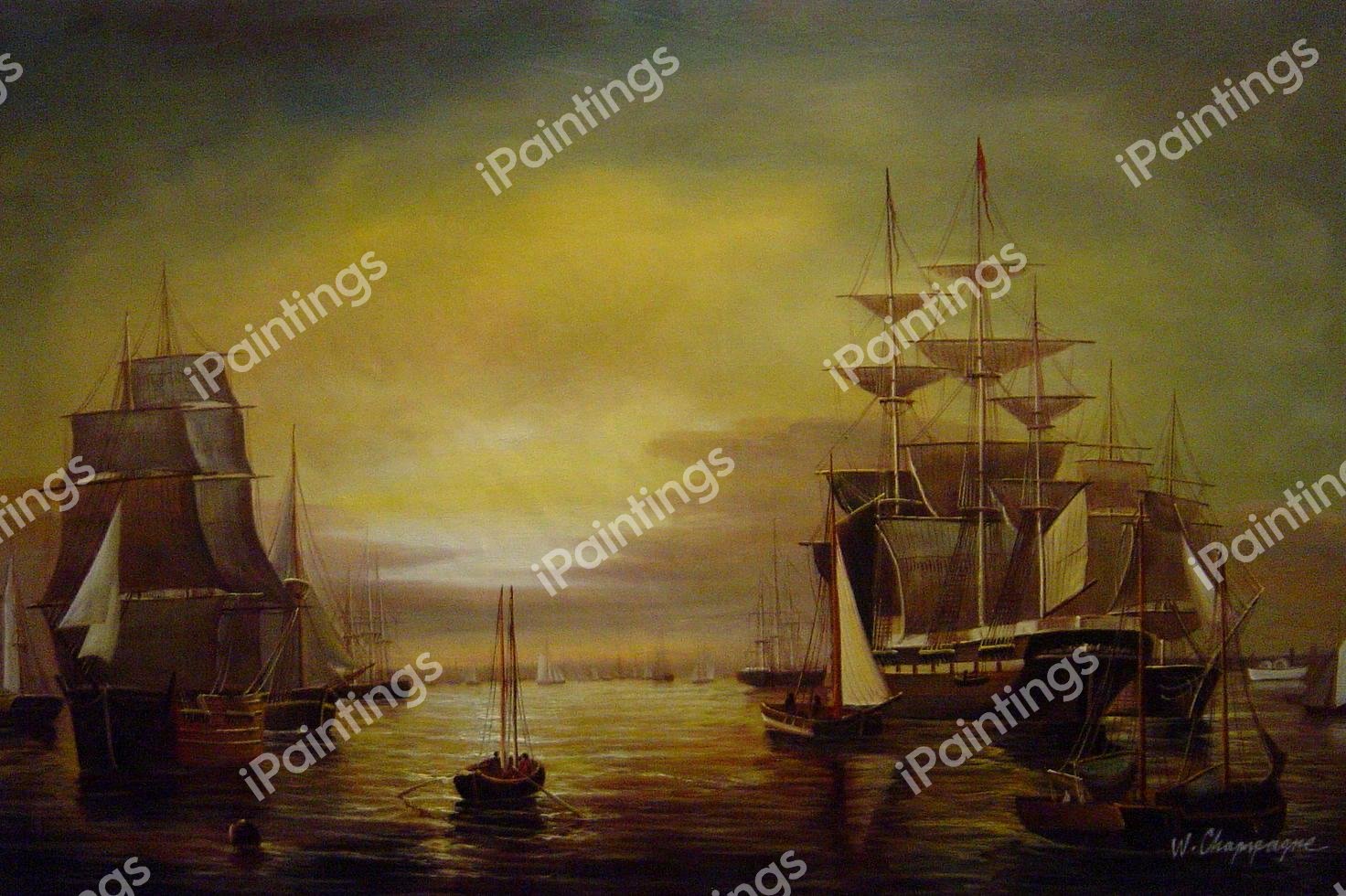 Boston Harbor. The painting by Fitz Hugh Lane