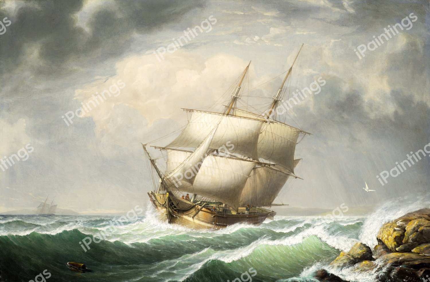 Brig Off the Maine Coast. The painting by Fitz Hugh Lane